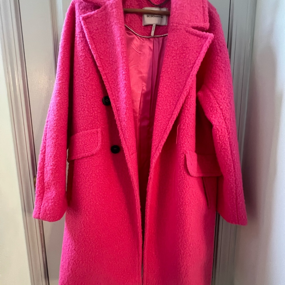 BCBGeneration Vibrant Pink Teddy Jacket